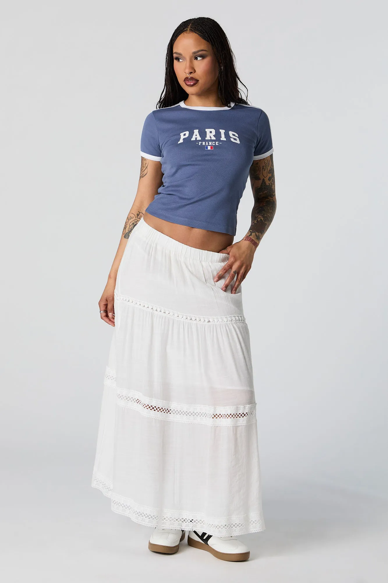 Paris France Graphic Ringer T-Shirt sold by Urban Planet product image thumbnail 3