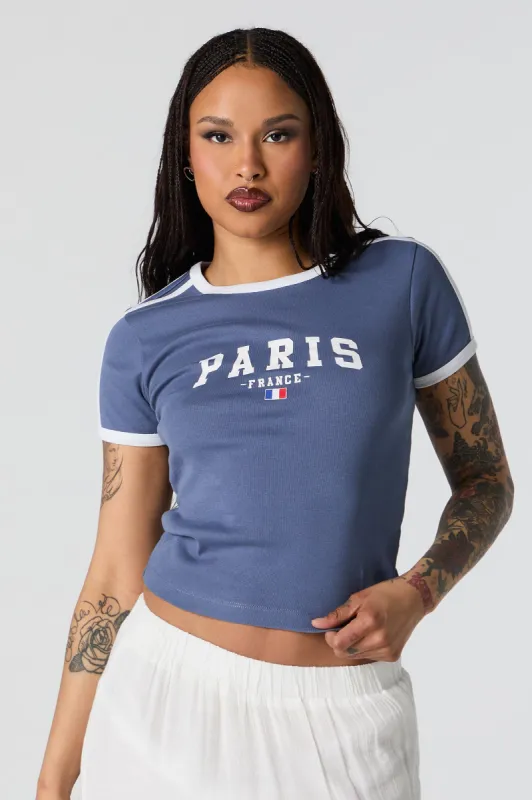 Paris France Graphic Ringer T-Shirt sold by Urban Planet