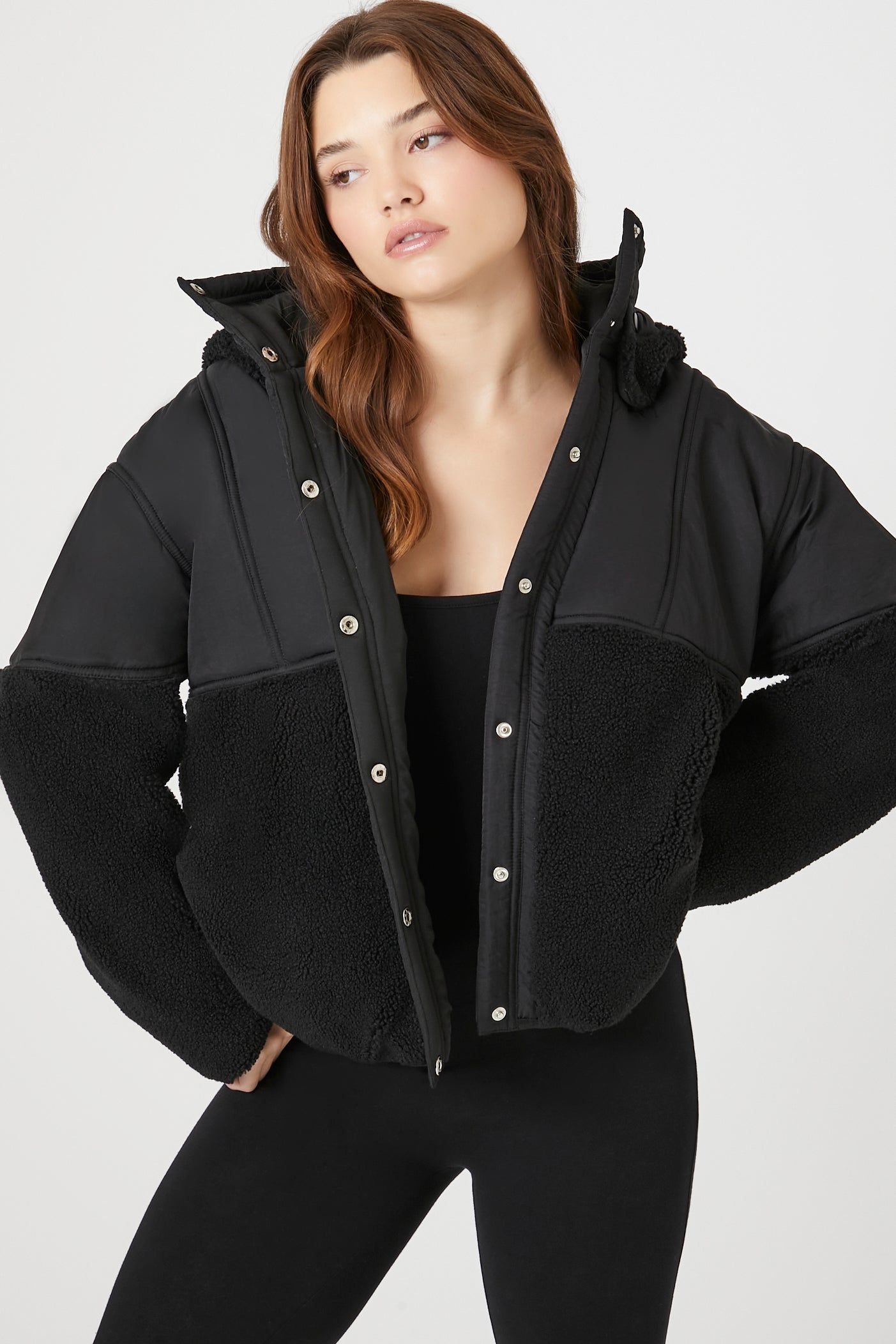 Hooded Sherpa Bomber Jacket sold by Urban Planet product image thumbnail 5