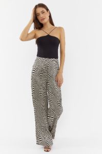 Zebra Print Wide Leg Pant sold by Urban Planet
