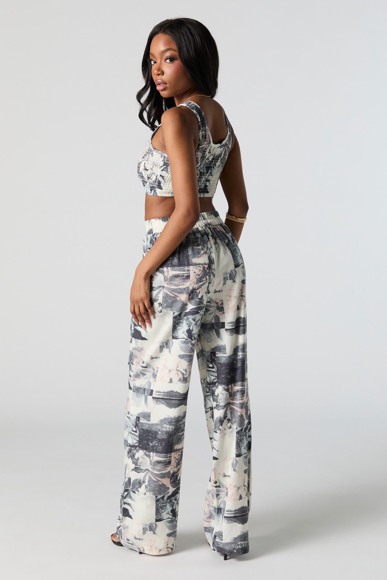 Floral Print Pleated Wide Leg Pant sold by Urban Planet product image thumbnail 3