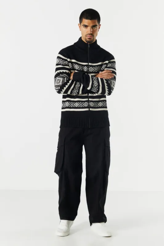 Chandail en tricot imprimé avec fermeture à glissière sold by Urban Planet