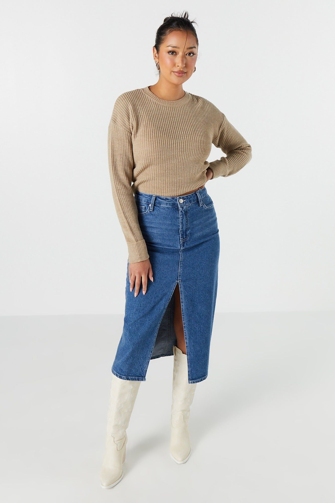 Chandail court en tricot à manches longues sold by Urban Planet product image thumbnail 33