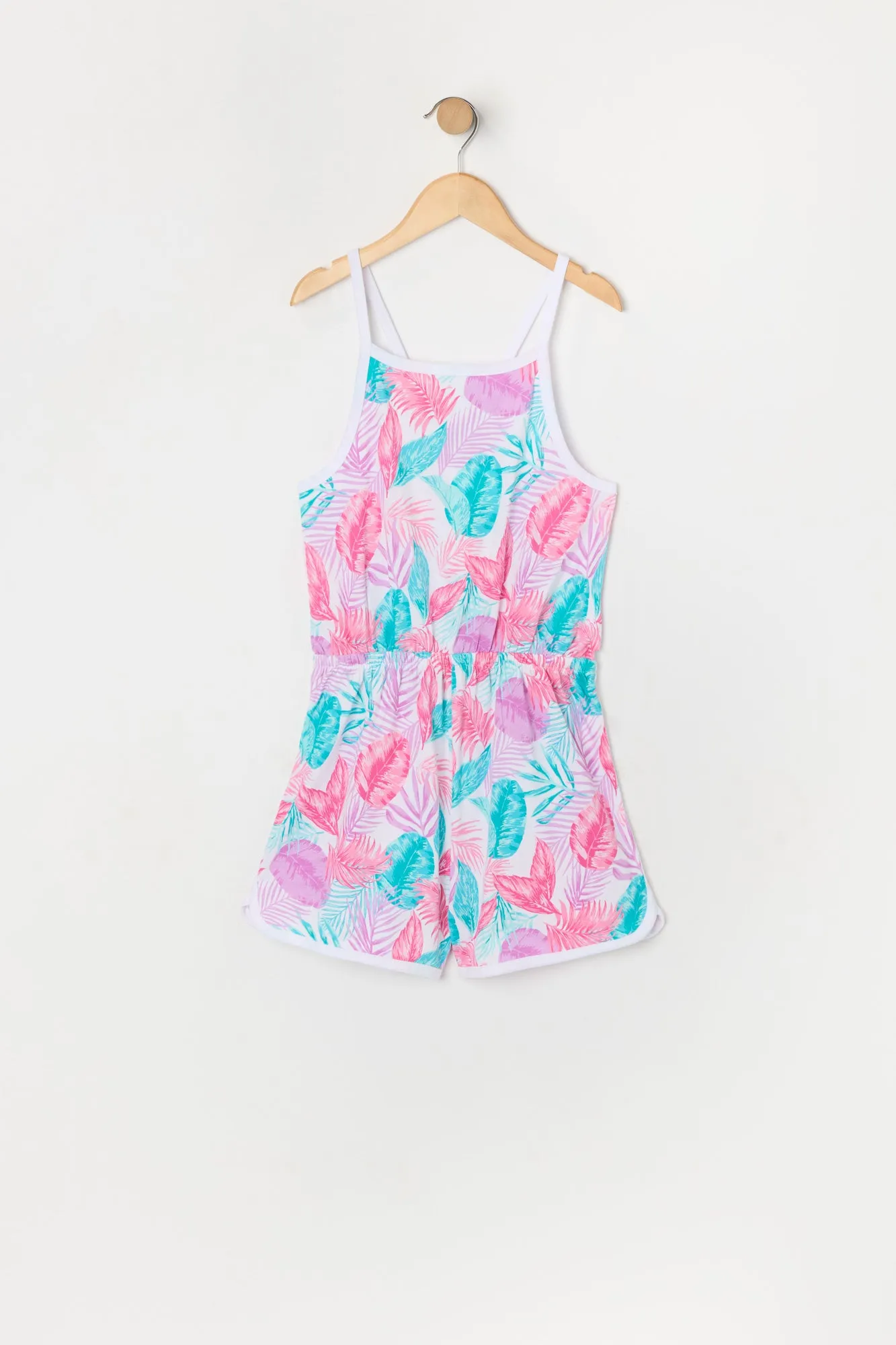 Girls Leaf Print Dolphin Hem Romper sold by Urban Planet