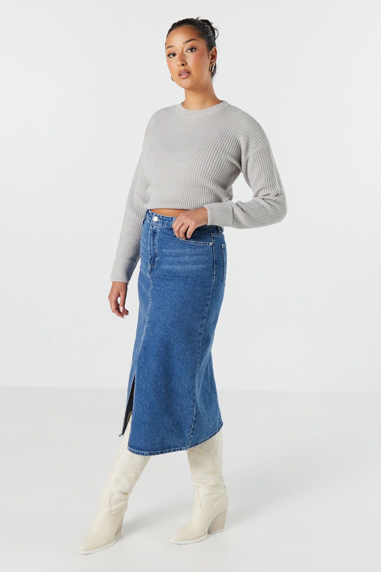 Chandail court en tricot à manches longues sold by Urban Planet product image thumbnail 12