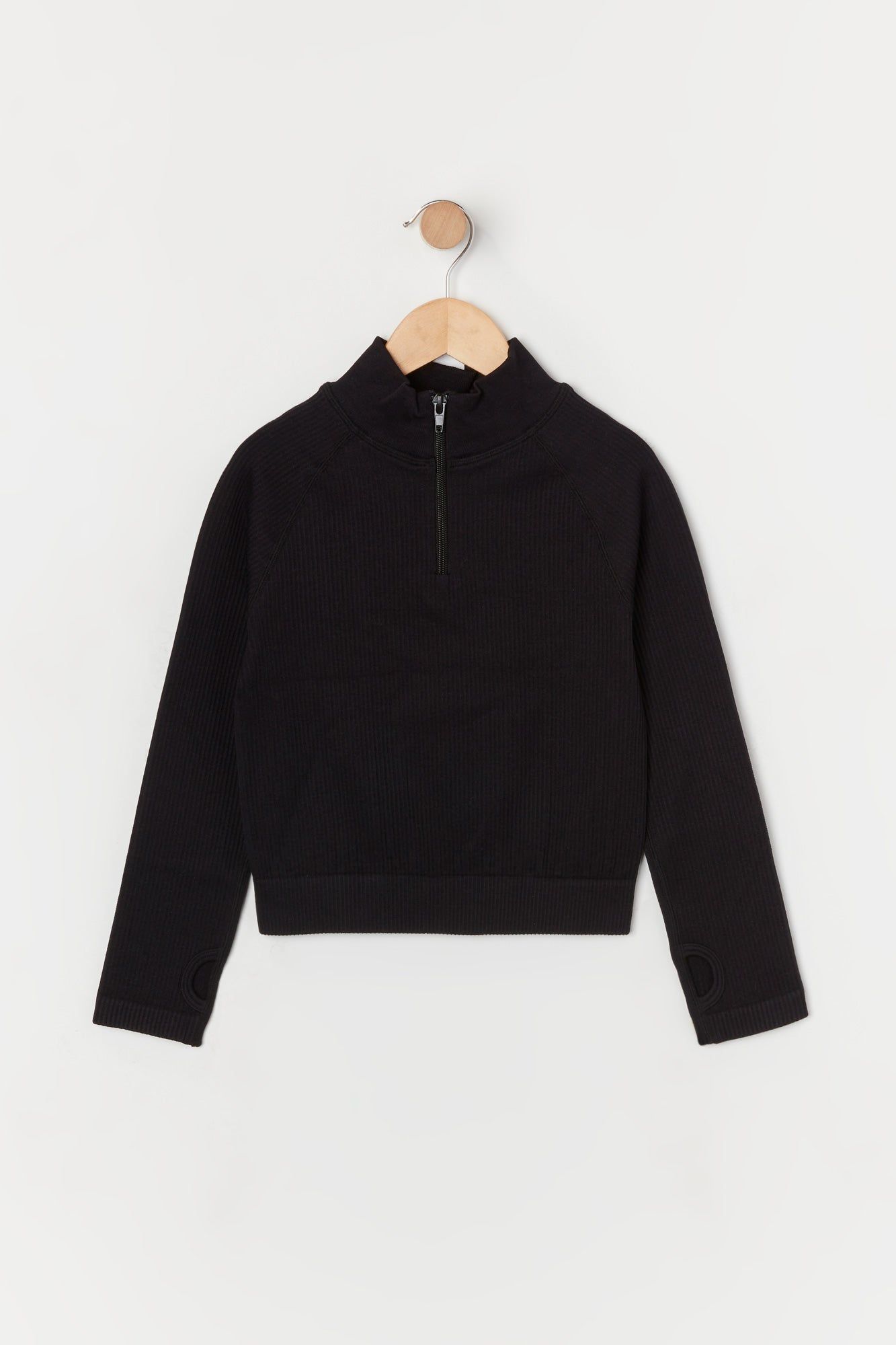 Haut actif à demi-zip côtelé sans coutures pour fille sold by Urban Planet