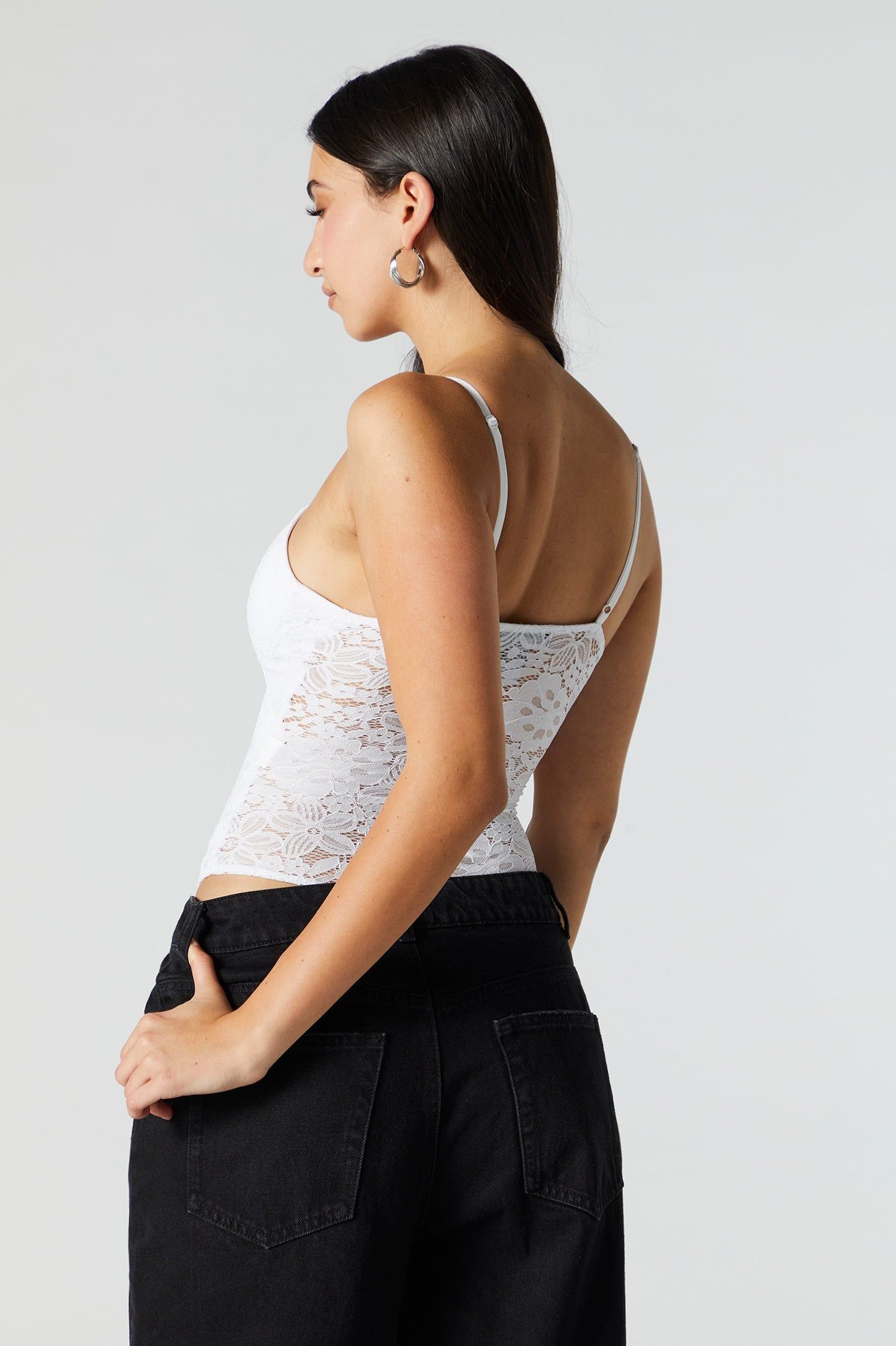 White Lace Corset Bodysuit sold by Urban Planet product image thumbnail 2