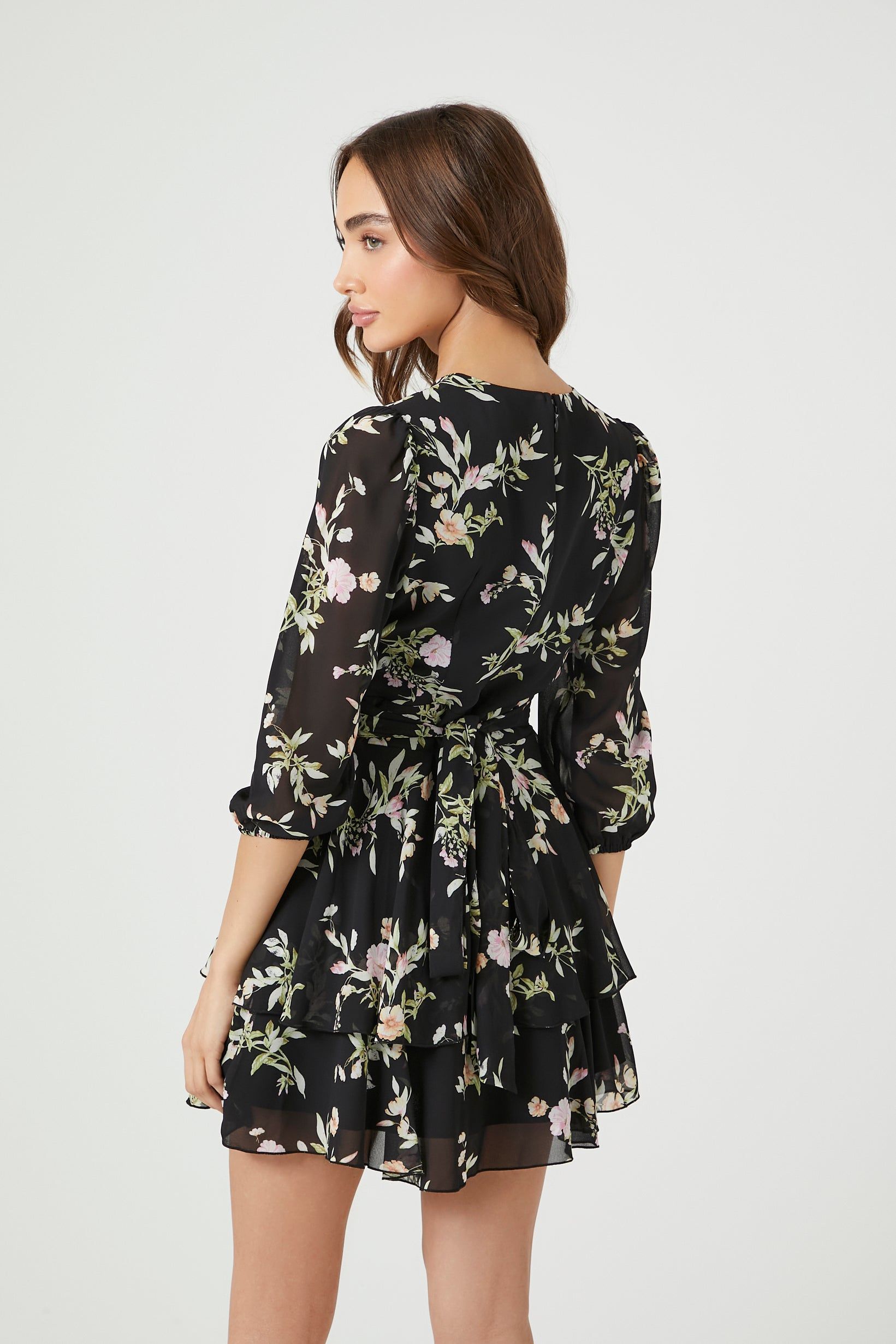 Floral Chiffon Tiered Mini Dress sold by Urban Planet product image thumbnail 3