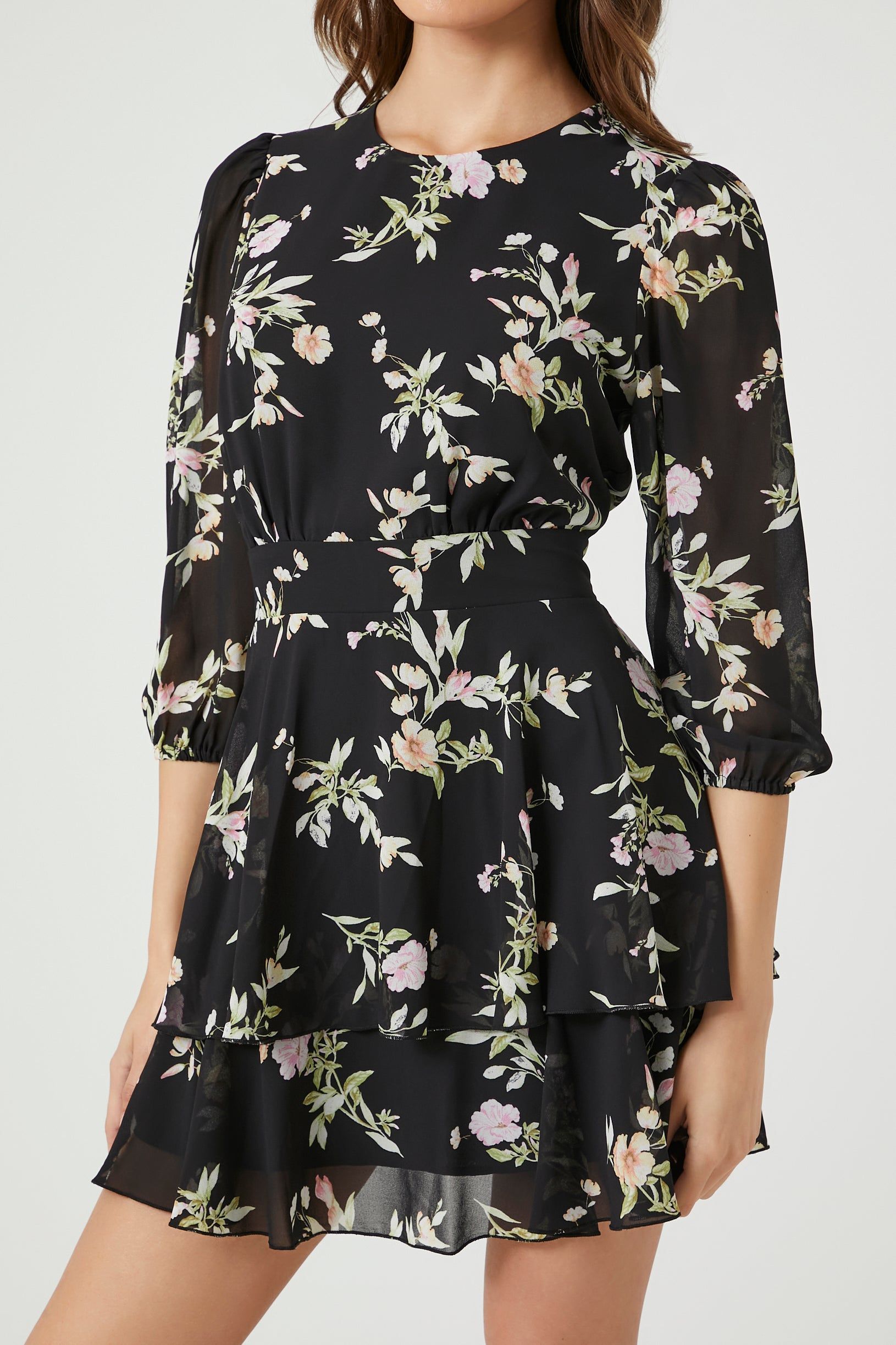 Floral Chiffon Tiered Mini Dress sold by Urban Planet product image thumbnail 5