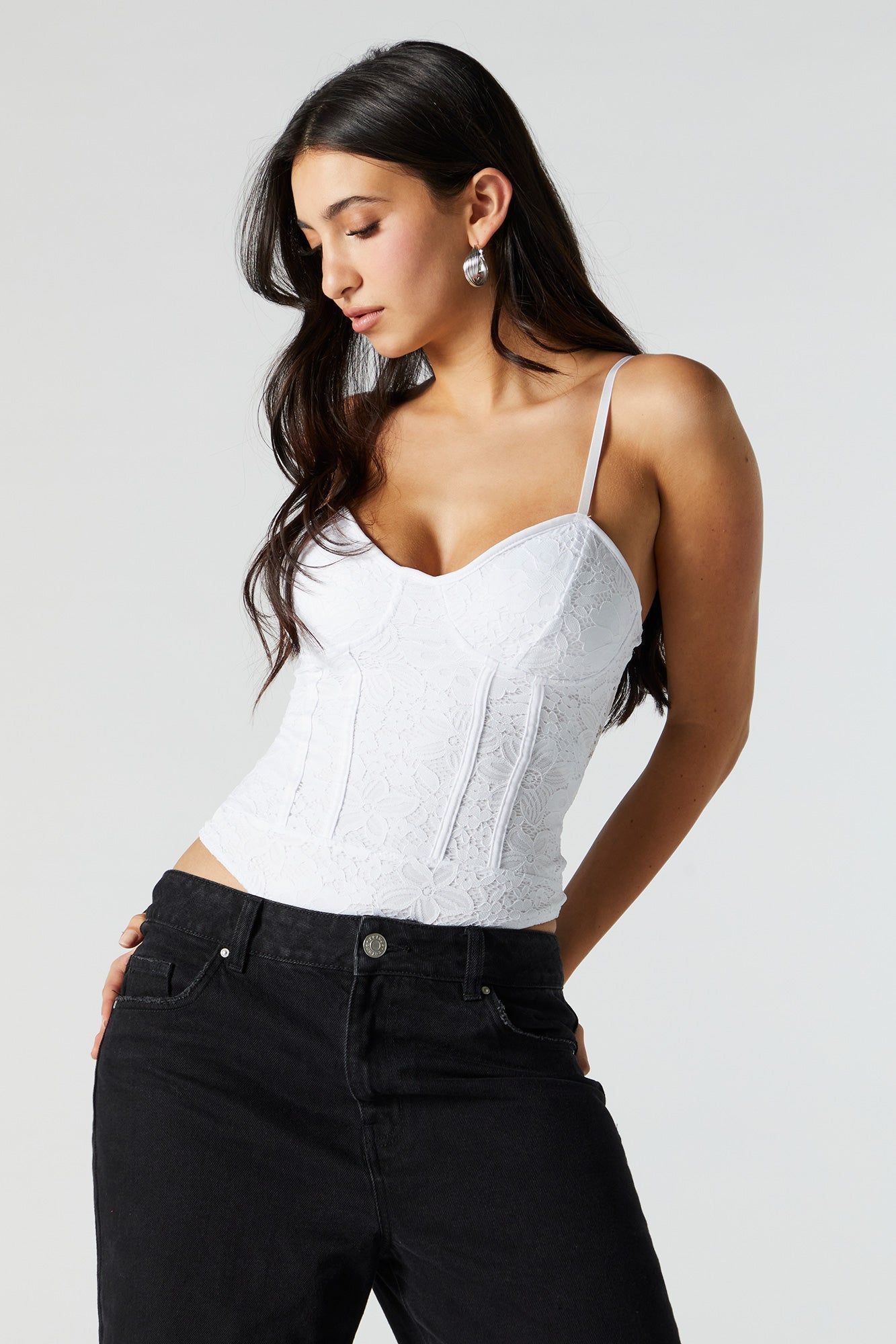 White Lace Corset Bodysuit sold by Urban Planet product image thumbnail 4