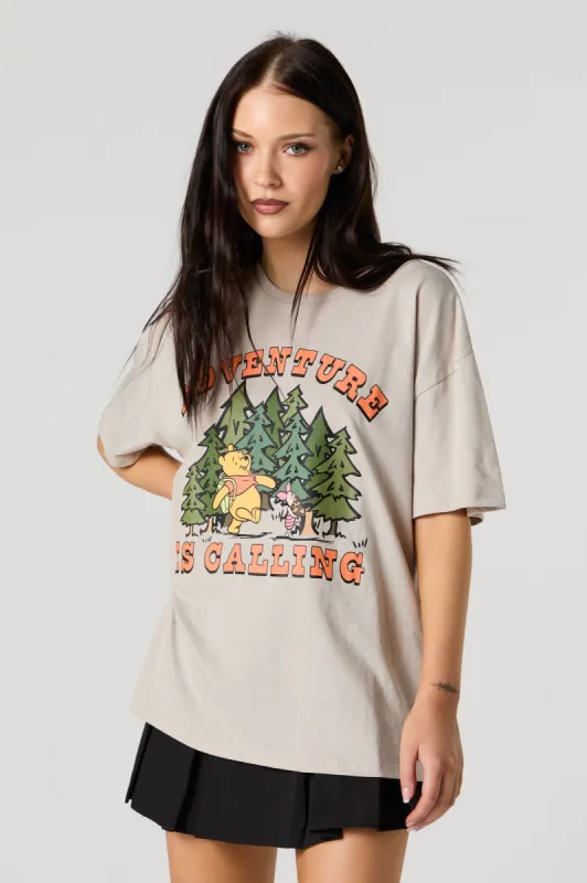 Pooh Bear Adventure is Calling Graphic Boyfriend T-Shirt sold by Urban Planet