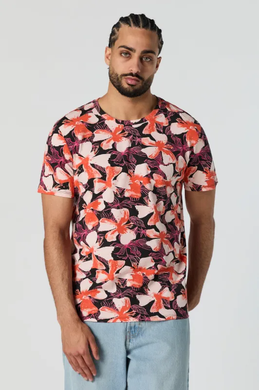 Hibiscus Print T-Shirt sold by Urban Planet