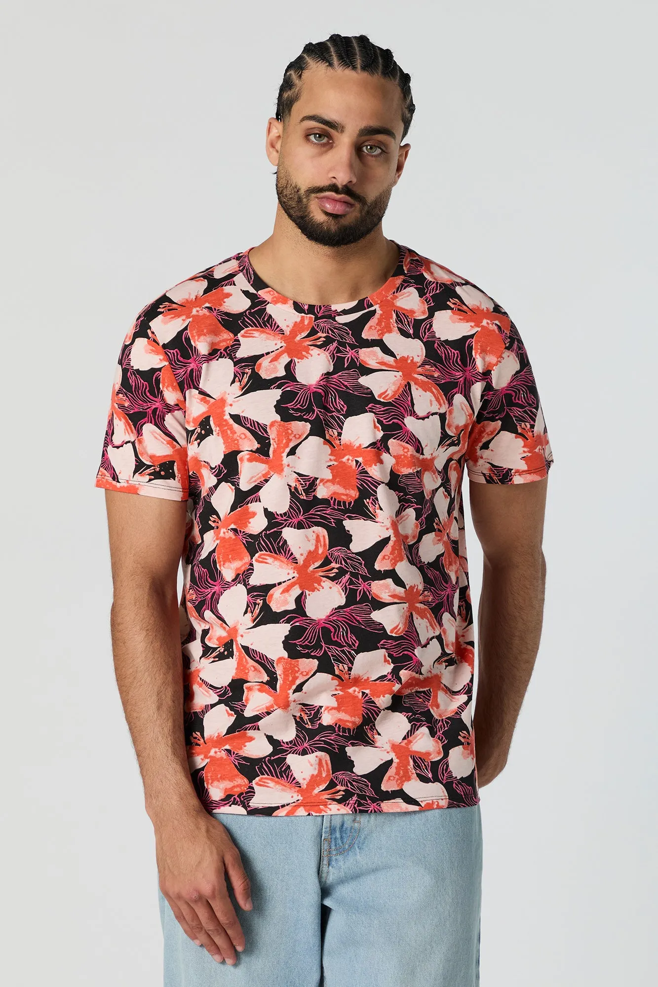 Hibiscus Print T-Shirt sold by Urban Planet