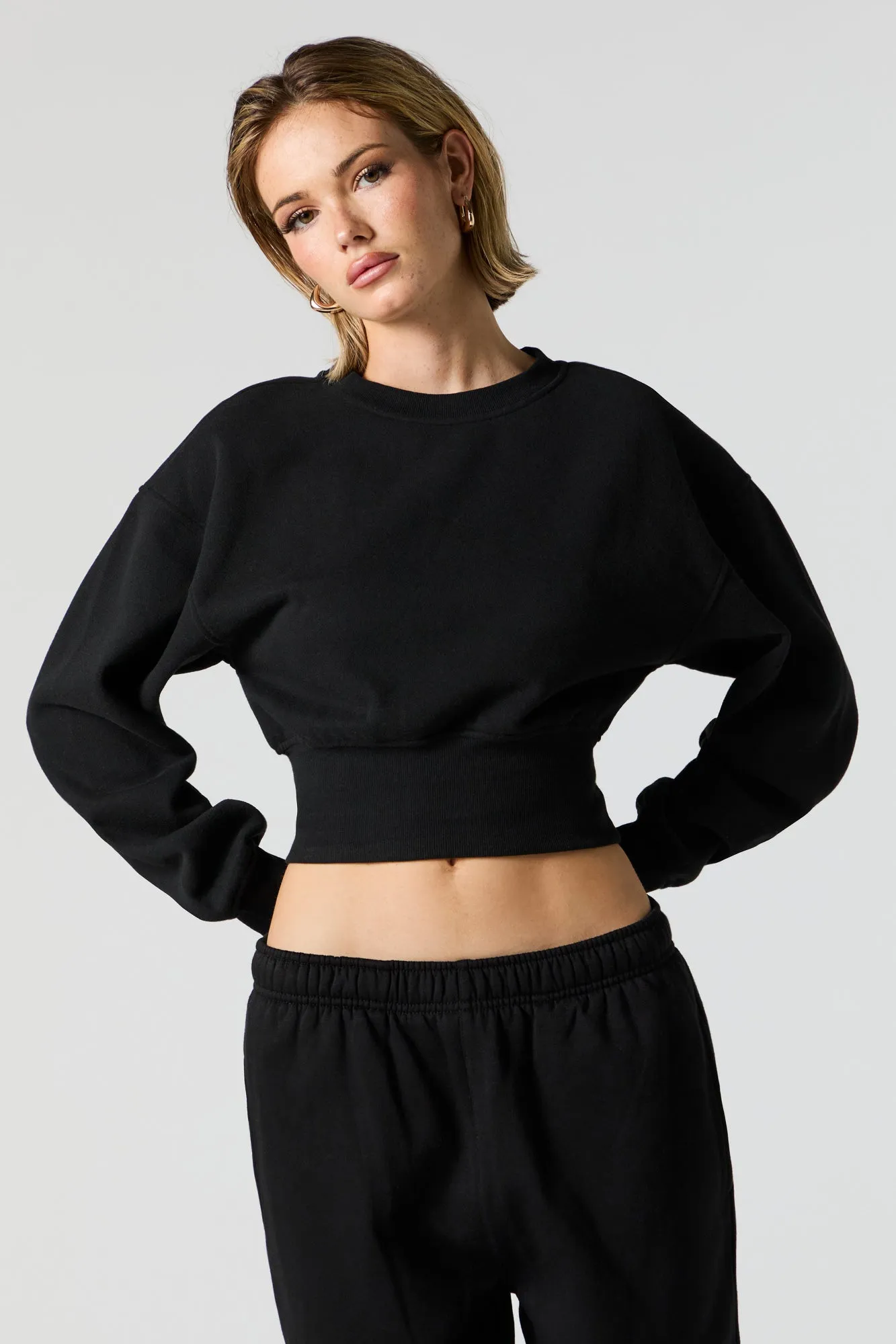 Crewneck Long Sleeve Crop Sweatshirt sold by Urban Planet product image thumbnail 4