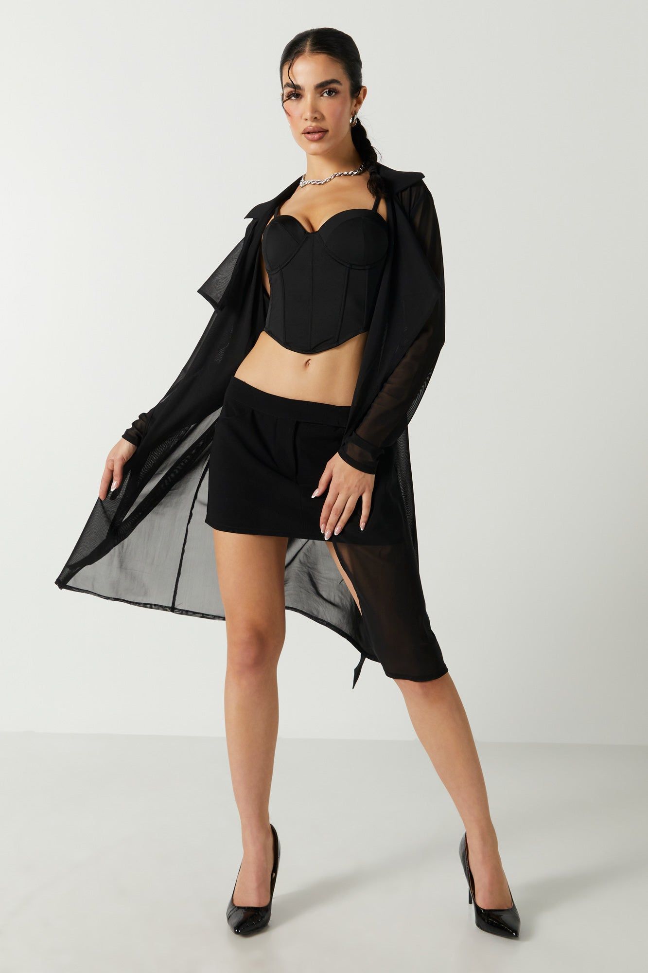 Mesh Open Front Cardigan sold by Urban Planet product image thumbnail 4