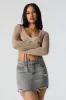 Distressed Denim Mini Skirt sold by Urban Planet