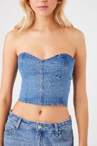 Haut tubulaire court en denim à décolleté en coeur sold by Urban Planet