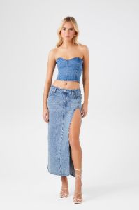 Haut tubulaire court en denim à décolleté en coeur sold by Urban Planet