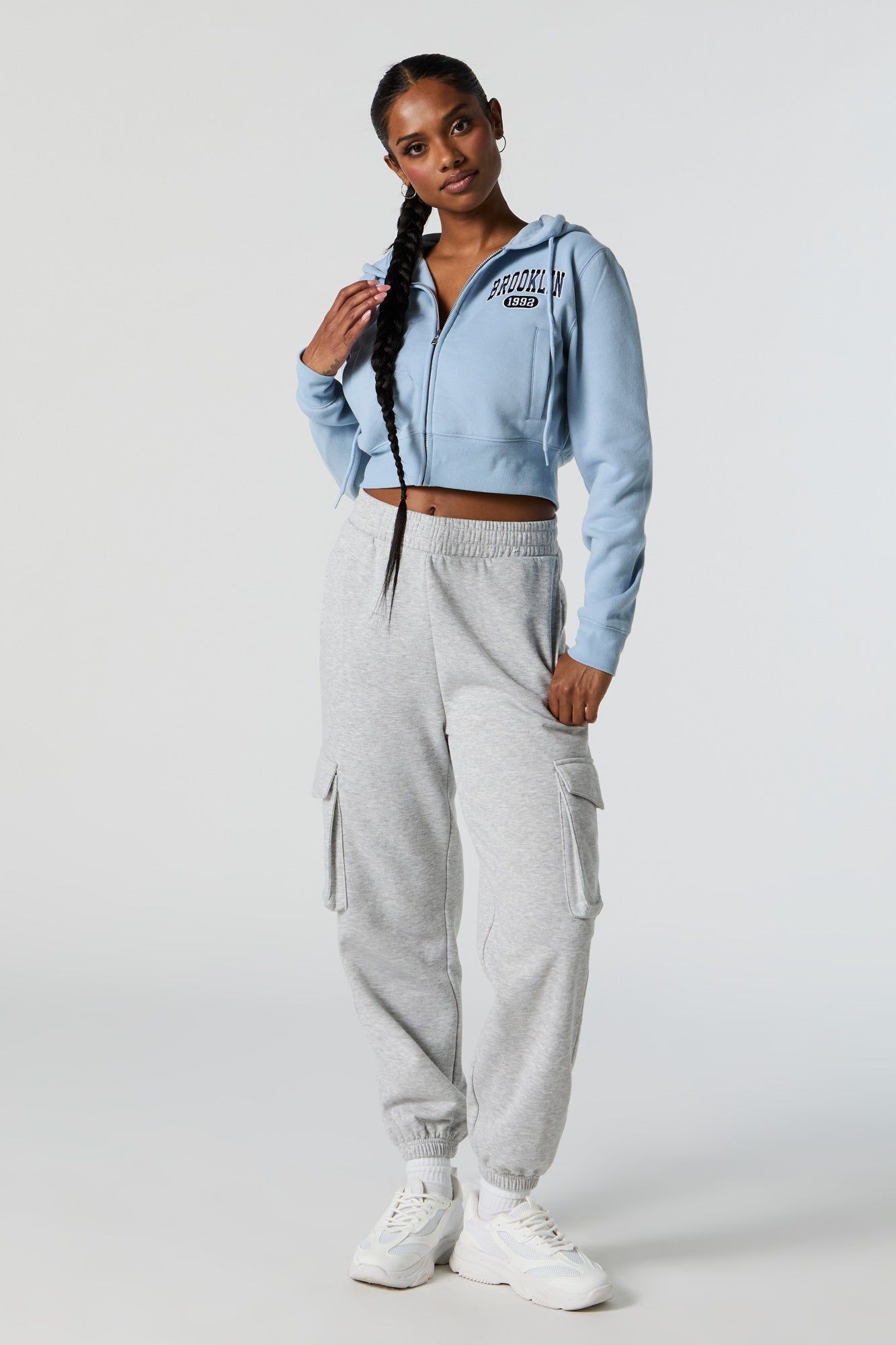 Brooklyn Twill Embroidered Cropped Hoodie sold by Urban Planet product image thumbnail 3
