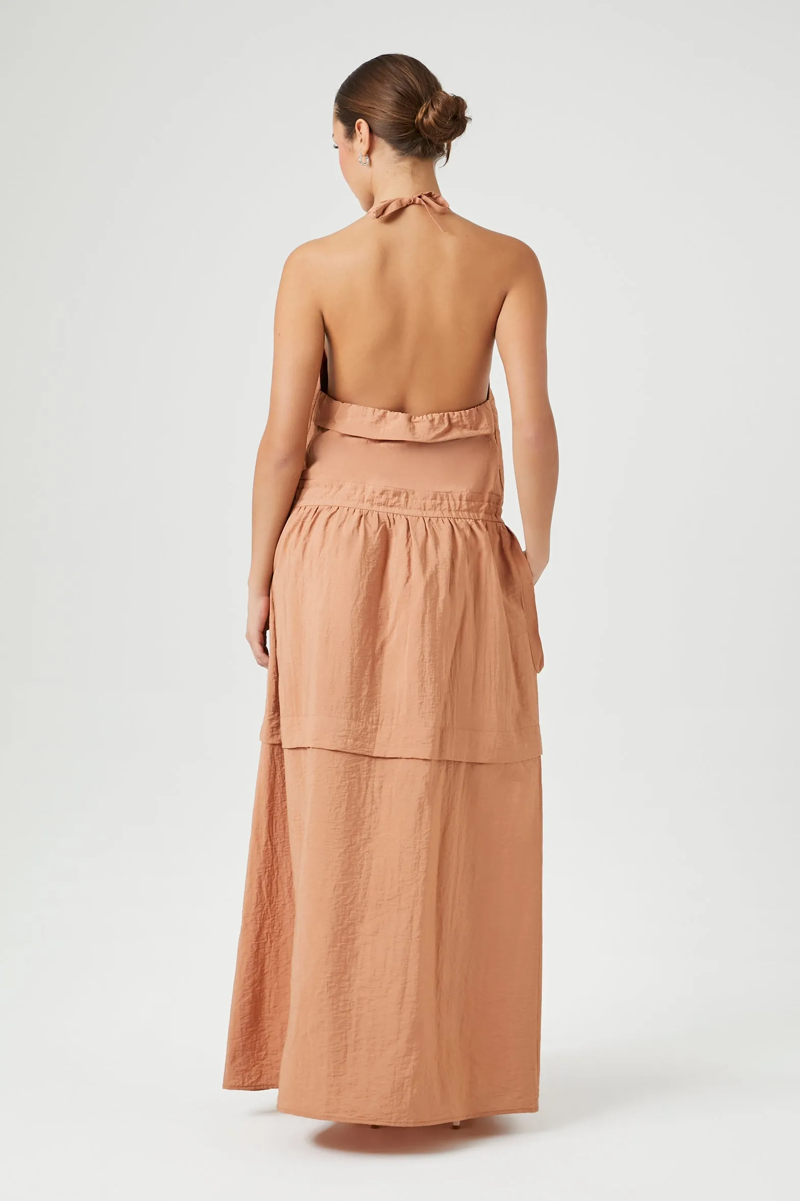Tie Waist Patch Pocket Halter Maxi Dress sold by Urban Planet product image thumbnail 3