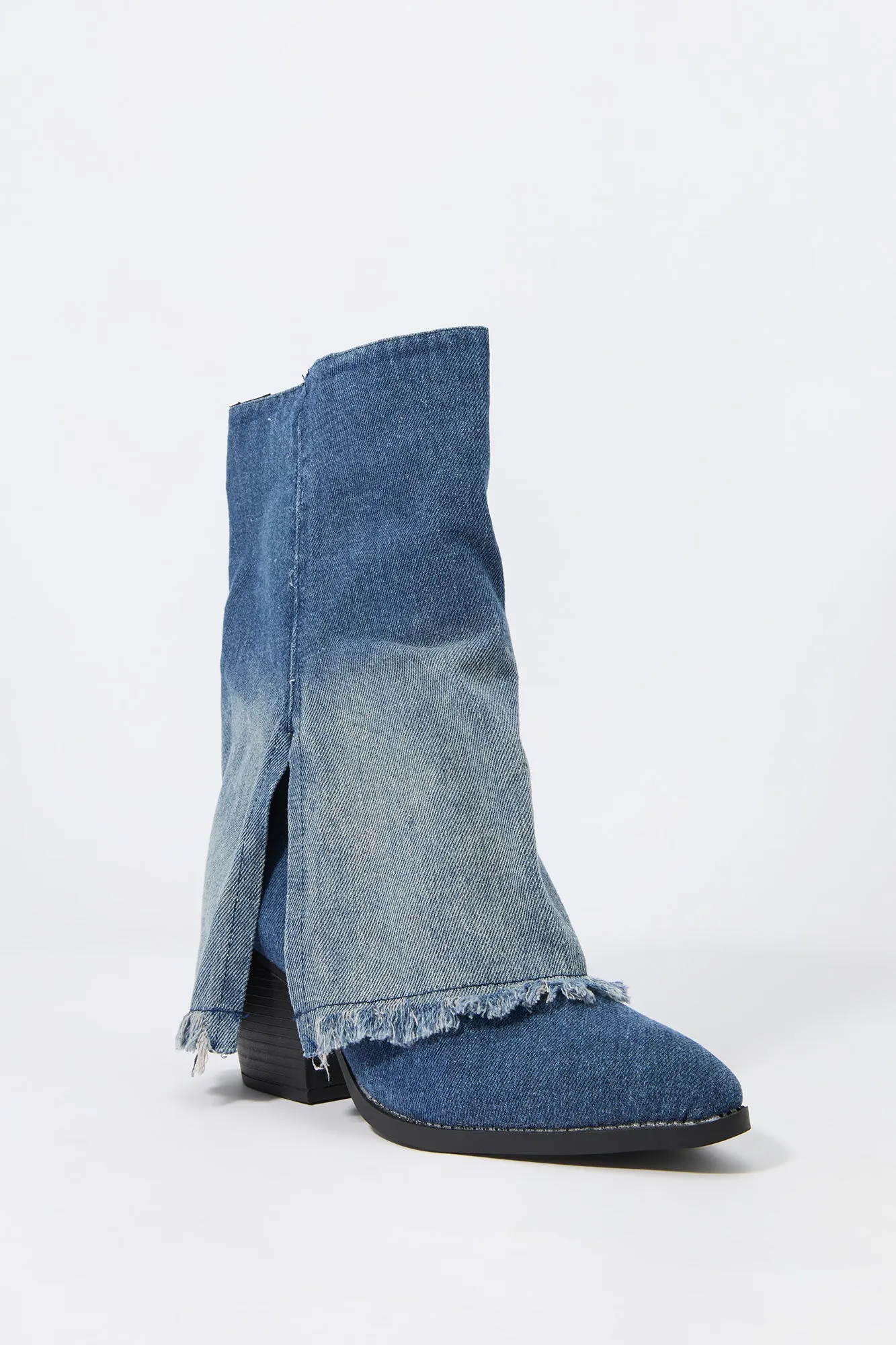 Bottes à talon effilé avec revers en denim sold by Urban Planet product image thumbnail 2