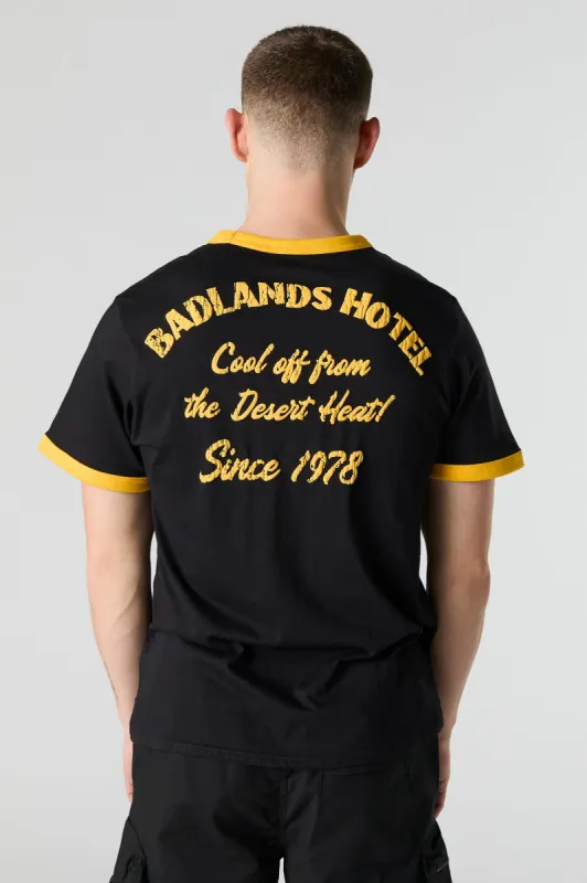 Badlands Hotel Graphic Ringer T-Shirt sold by Urban Planet