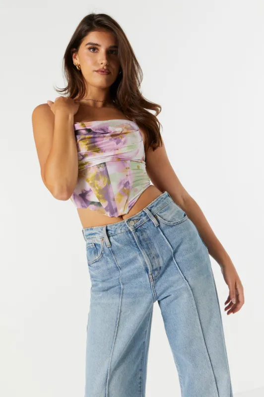 Abstract Print Cowl Neck Corset Top sold by Urban Planet