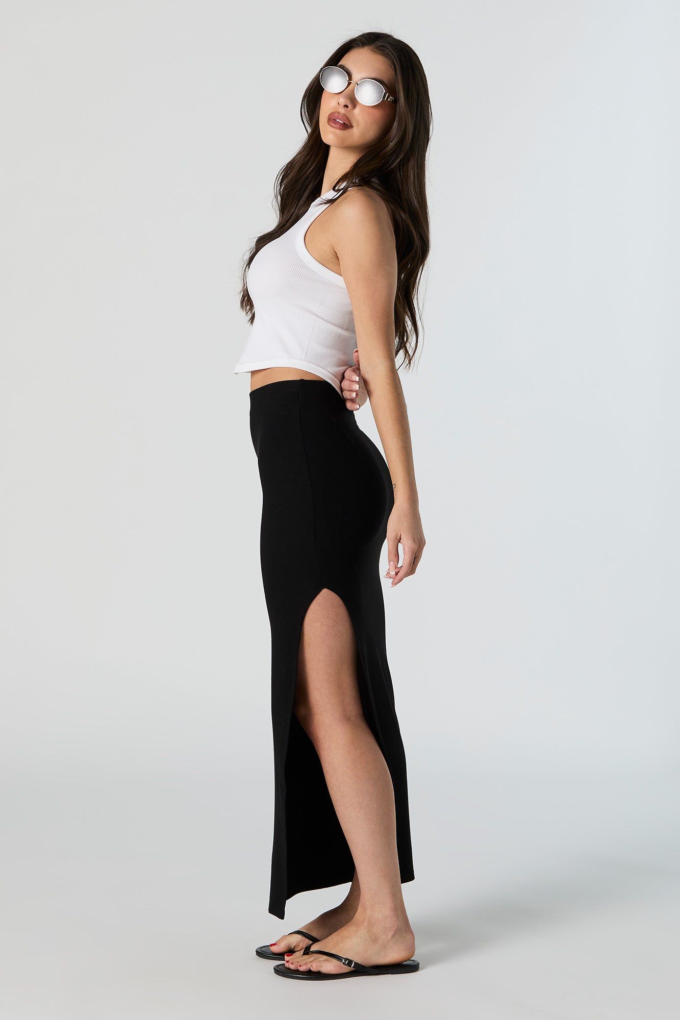 Jupe maxi profilée côtelée avec fente sold by Urban Planet product image thumbnail 2