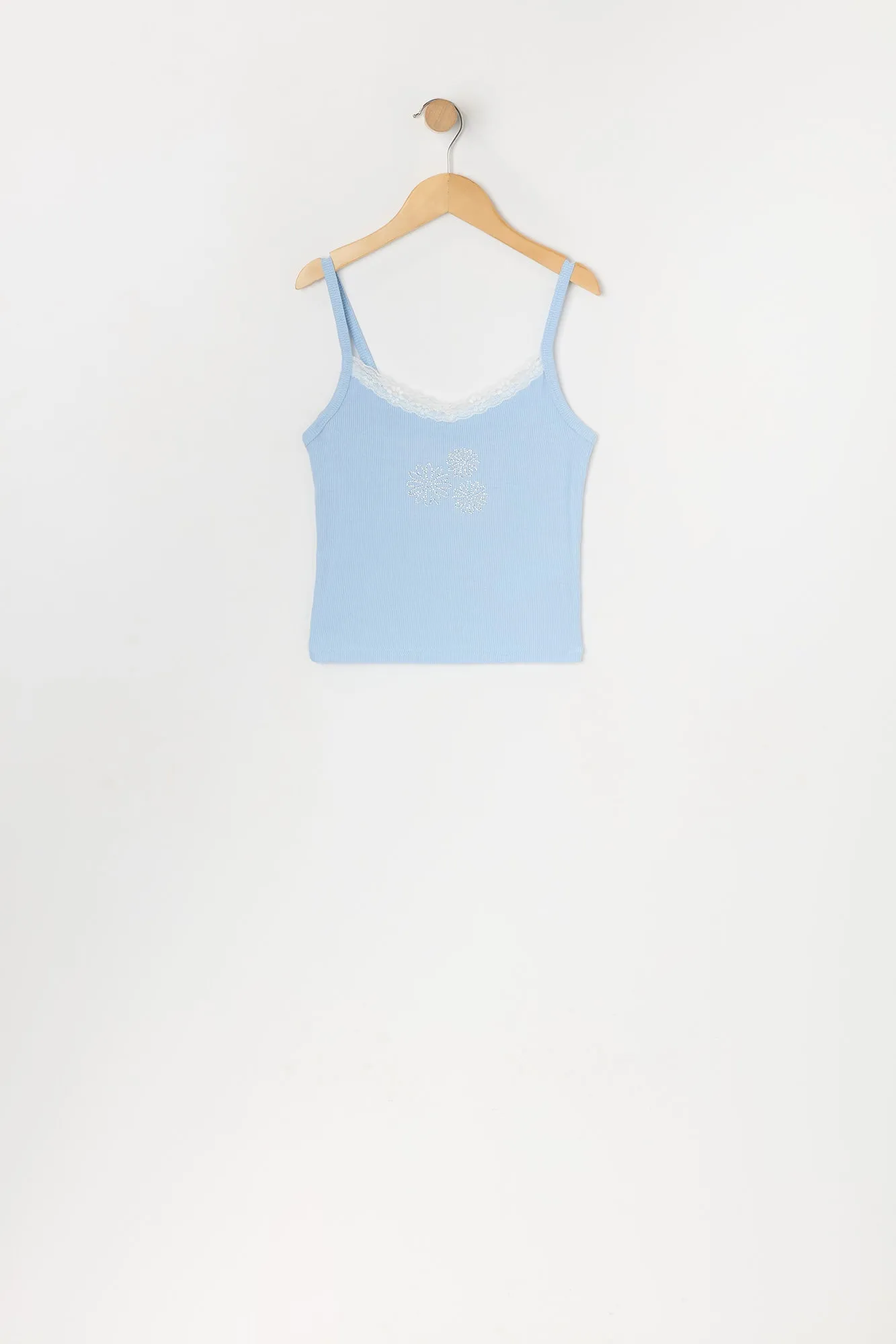 Girls Rhinestone Flower Lace Trim Tank sold by Urban Planet