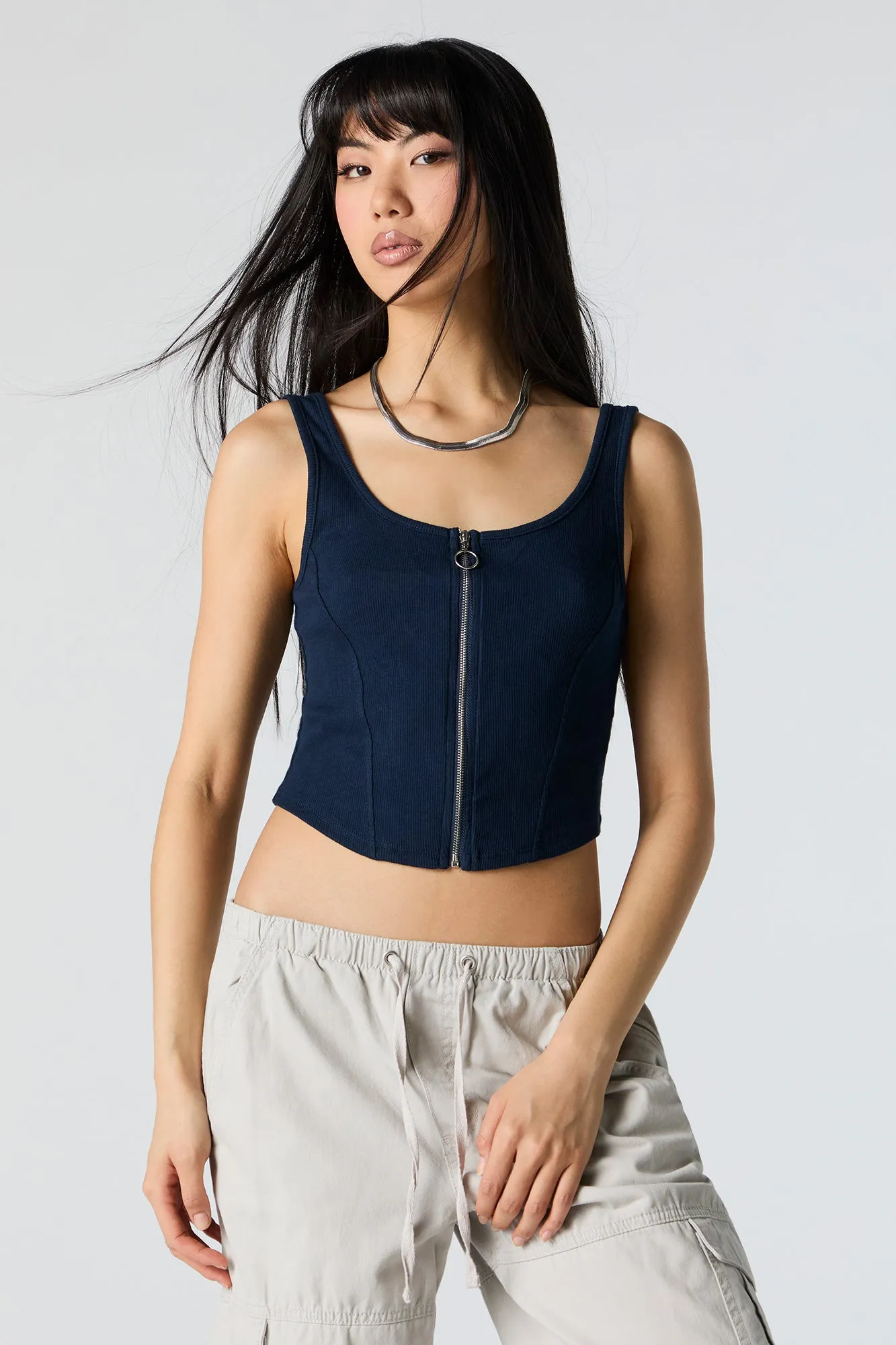 Scoop Neck Zip-Up Tank sold by Urban Planet product image thumbnail 5