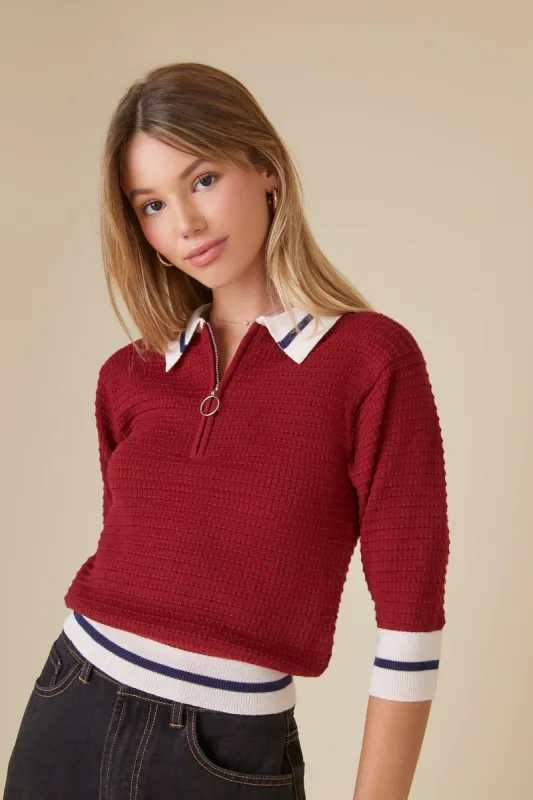 Striped Half Zip Sweater sold by Urban Planet
