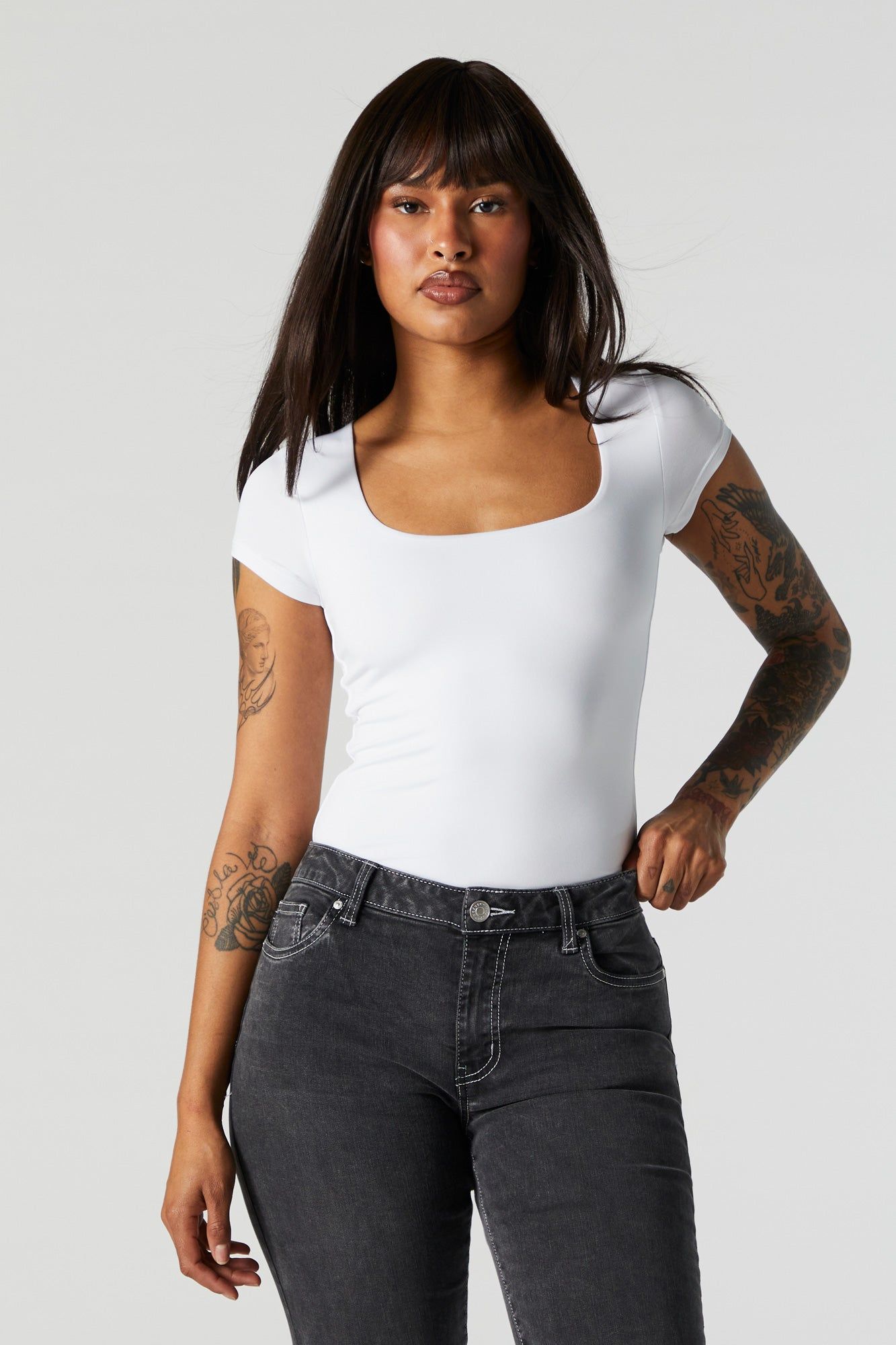 Contour Square Neck Short Sleeve Bodysuit sold by Urban Planet