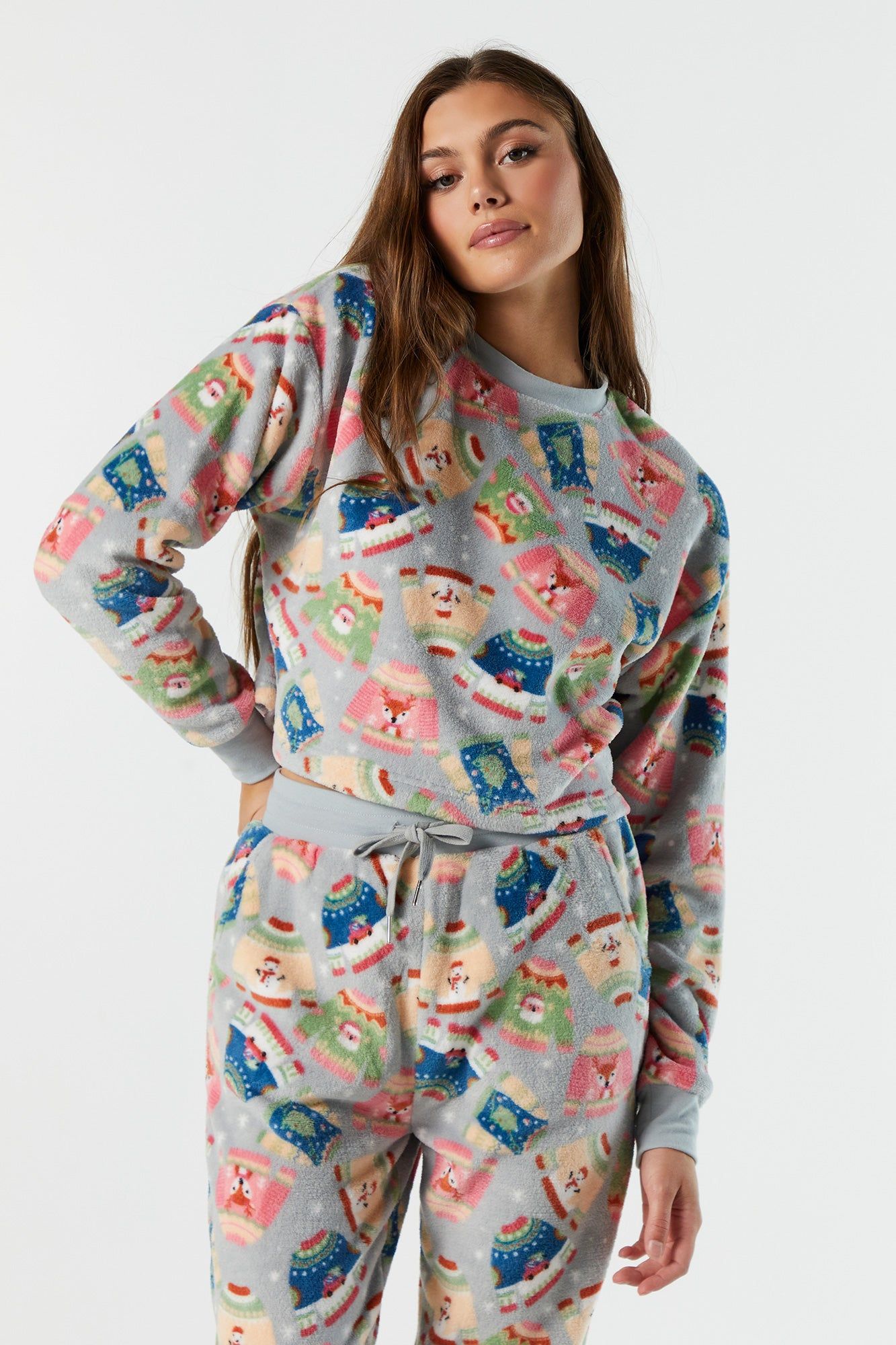 Plush Xmas Sweater Pajama Top sold by Urban Planet product image thumbnail 2