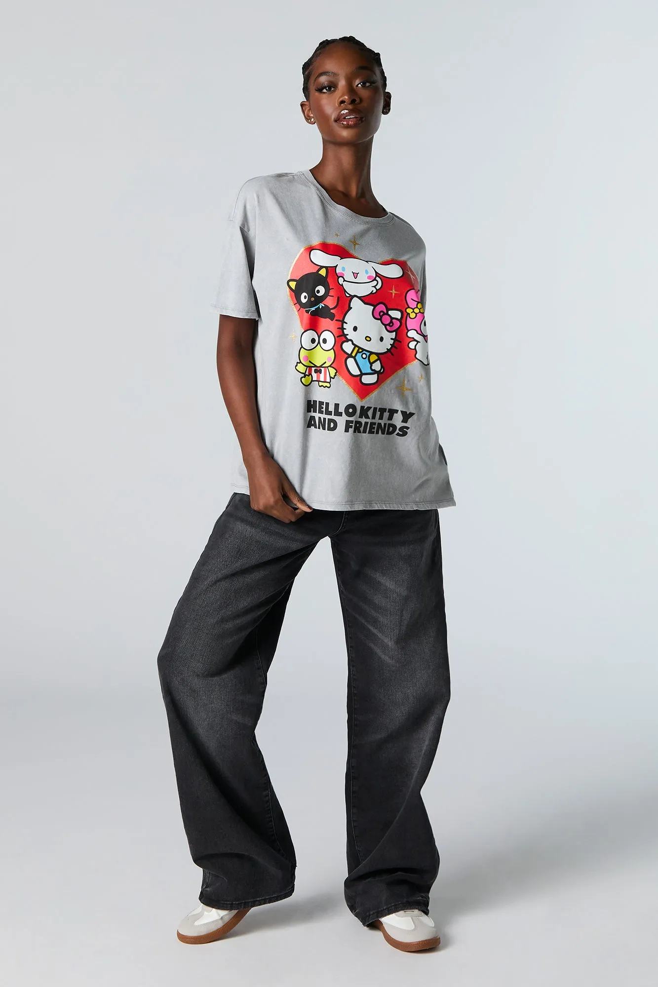 Hello Kitty and Friends Graphic Washed Boyfriend T-Shirt sold by Urban Planet product image thumbnail 2