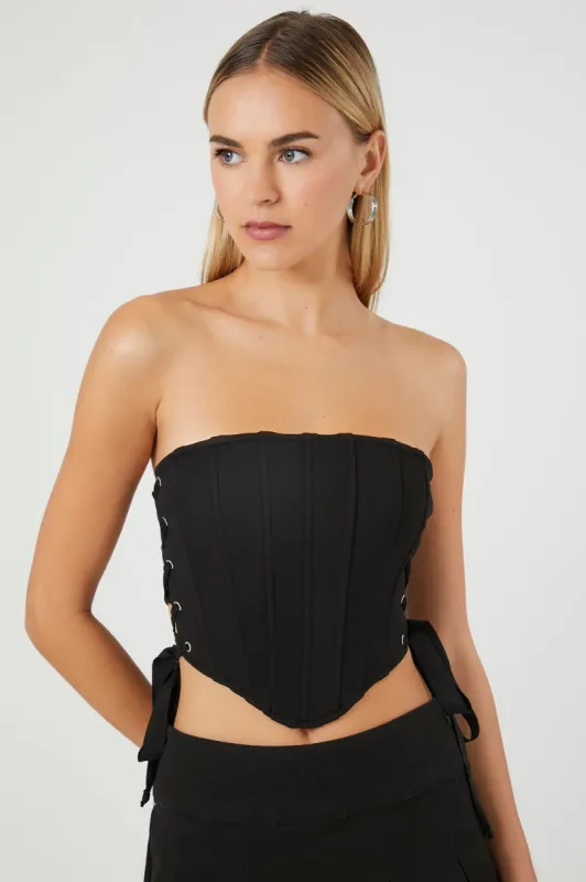 Side Lace Up Corset Crop Top sold by Urban Planet
