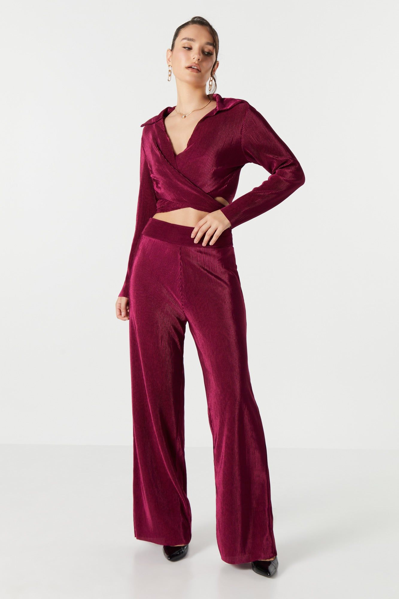 Crinkle Satin Front Tie Top sold by Urban Planet product image thumbnail 6