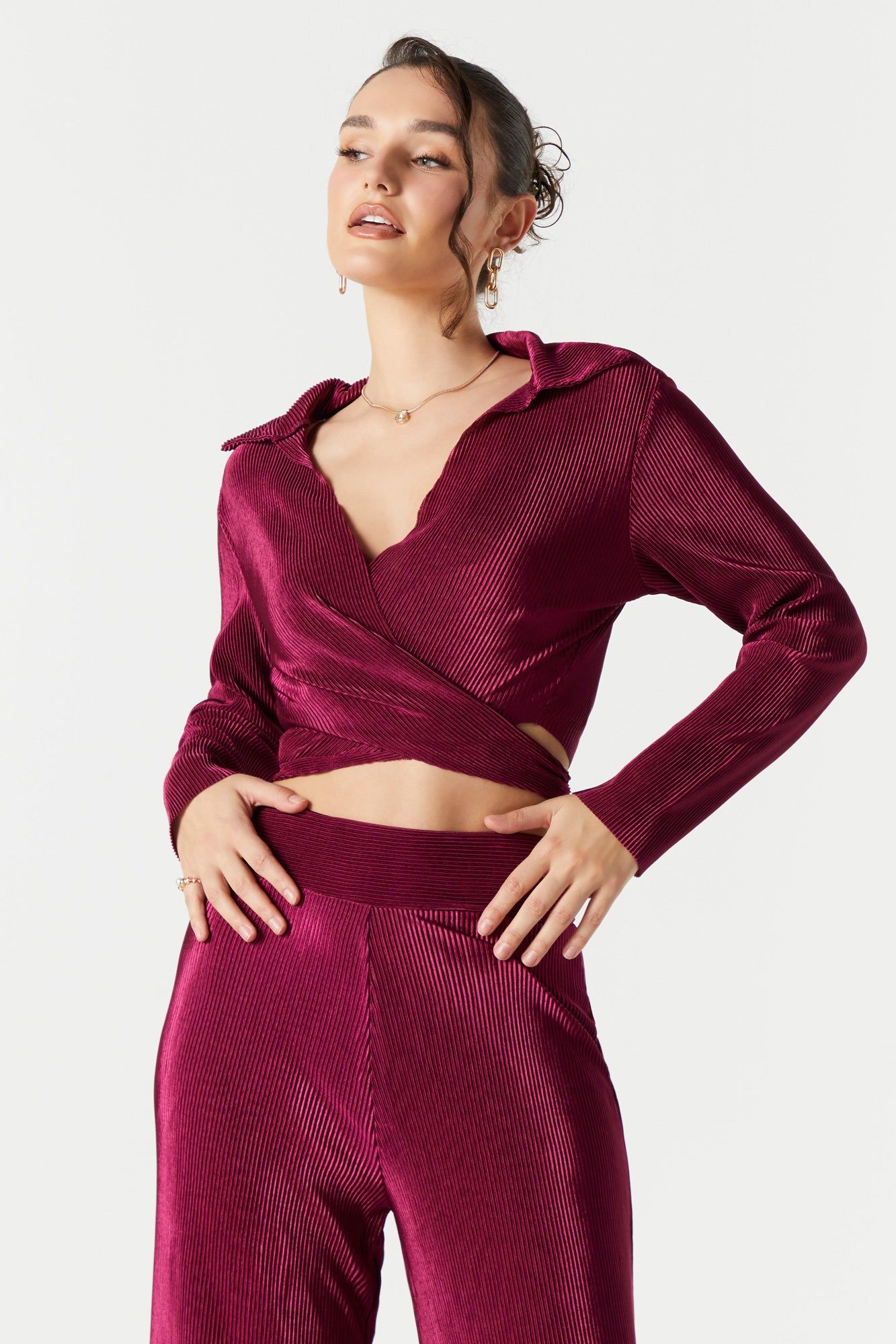 Crinkle Satin Front Tie Top sold by Urban Planet product image thumbnail 4
