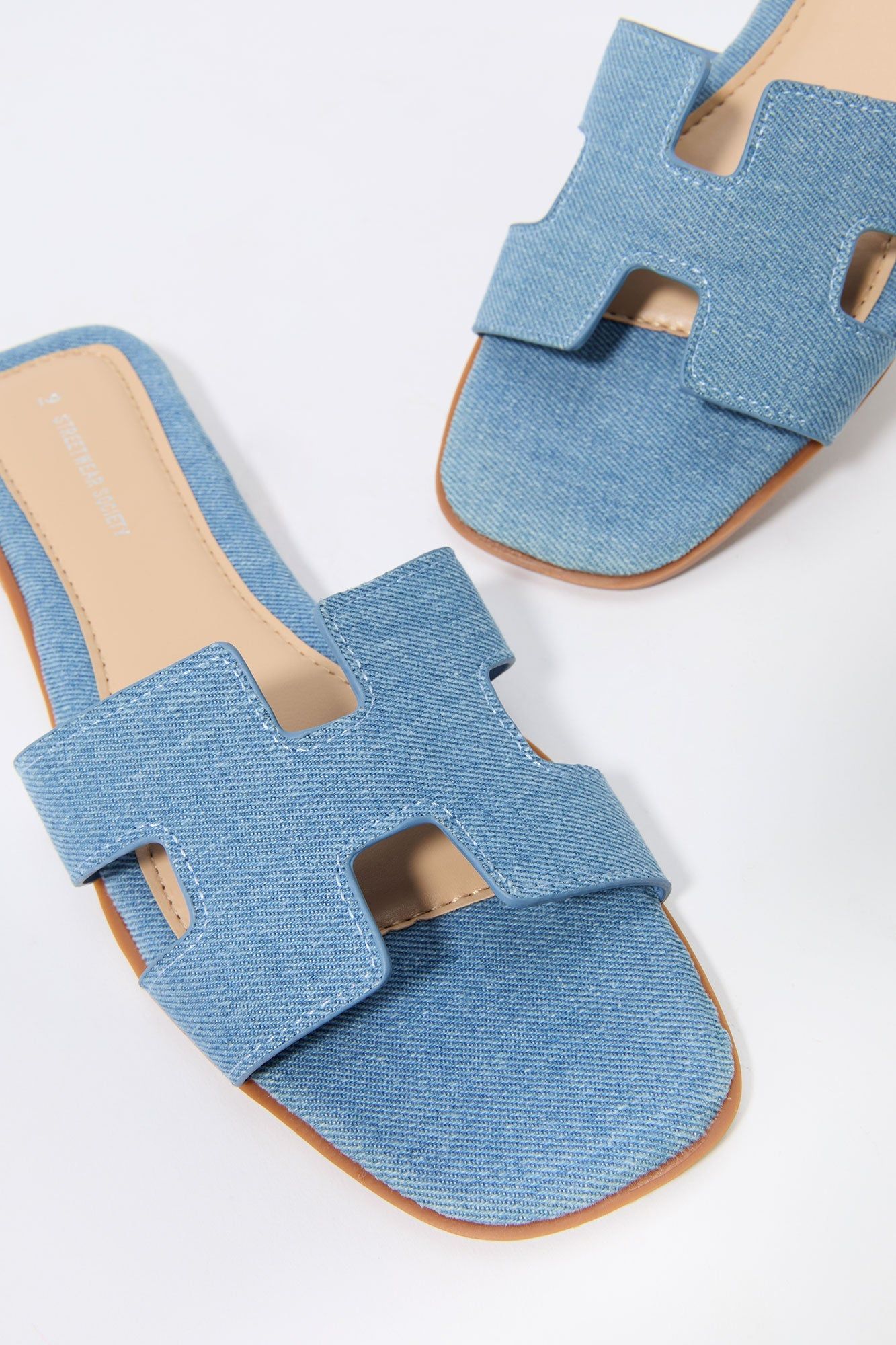 Denim H Cut-Out Slide Sandal sold by Urban Planet