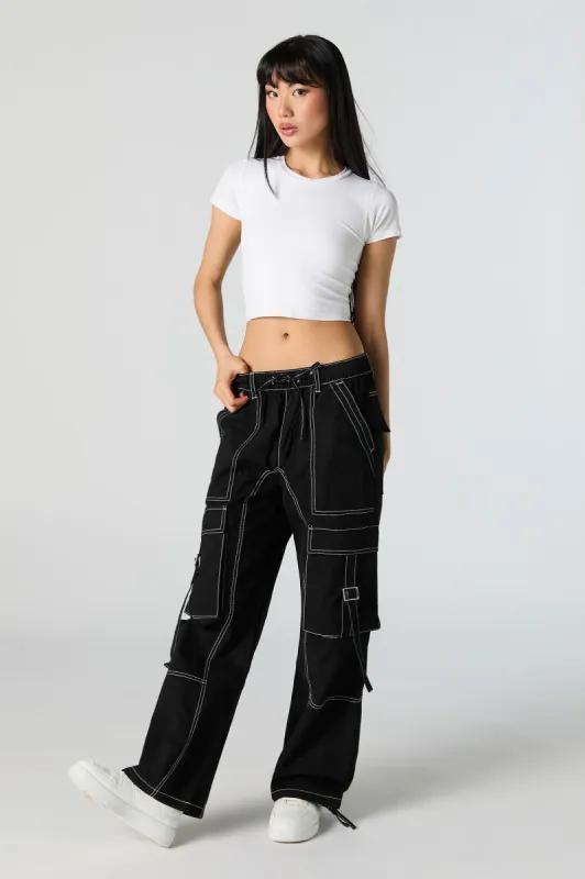 Drawstring Straight Leg Utility Cargo Pant sold by Urban Planet