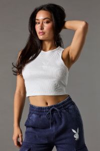 Ribbed Playboy Bunny Graphic Washed Tank sold by Urban Planet