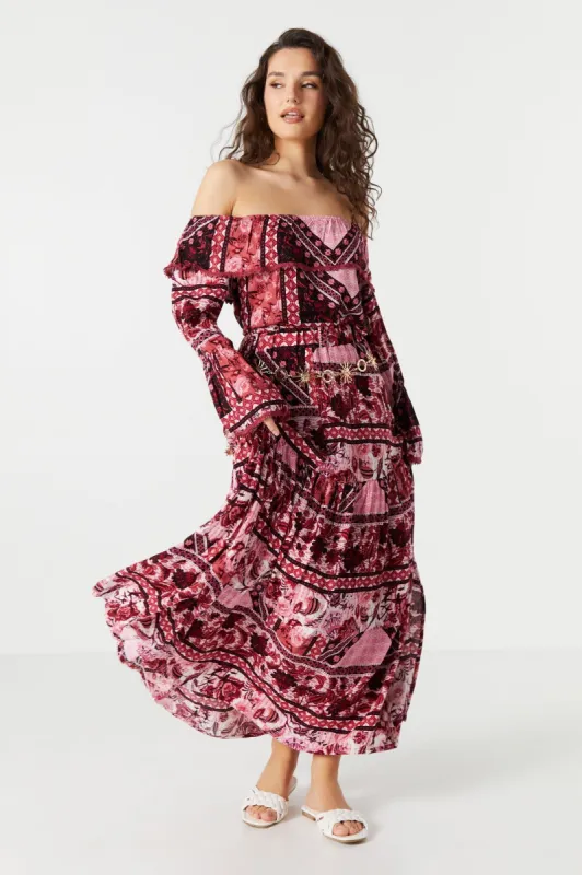 Floral Print Slit Flare Maxi Skirt sold by Urban Planet