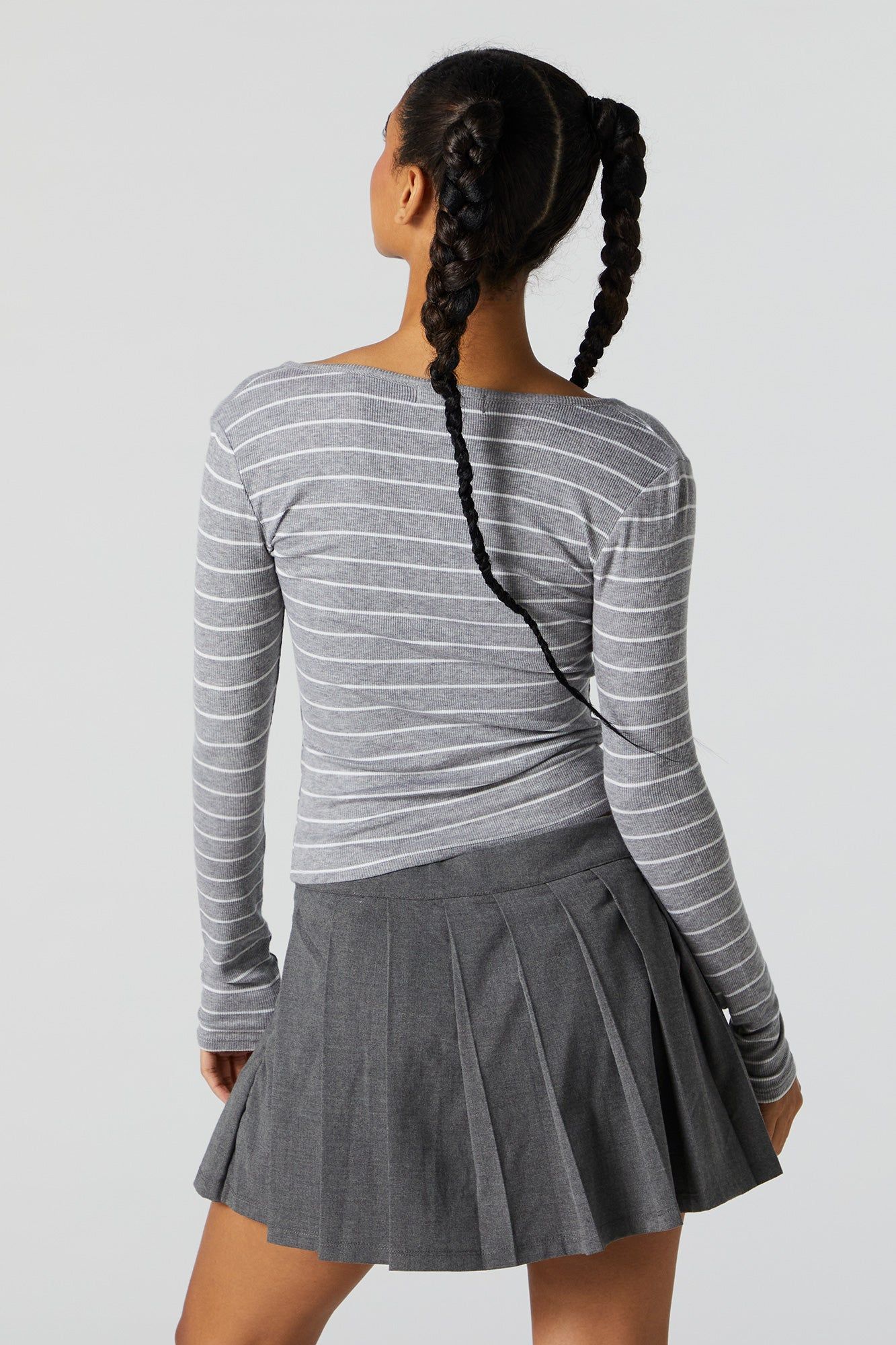 Haut rayé à manches longues avec col cranté sold by Urban Planet product image thumbnail 2