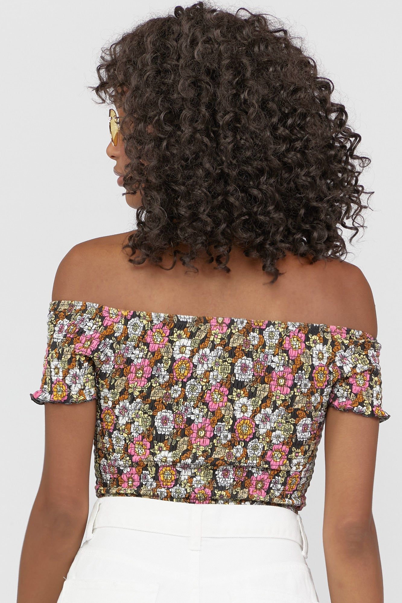 Floral Print Smocked Off The Shoulder Crop Top sold by Urban Planet product image thumbnail 2