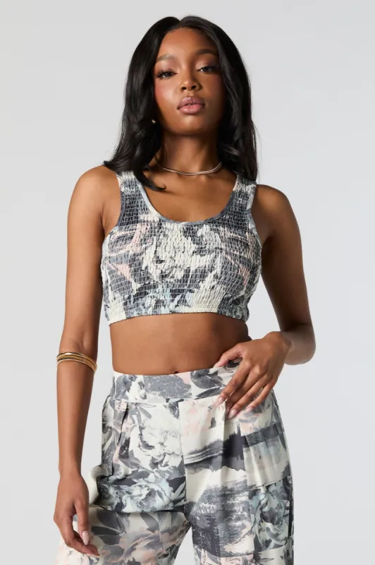 Floral Print Textured Cropped Tank sold by Urban Planet