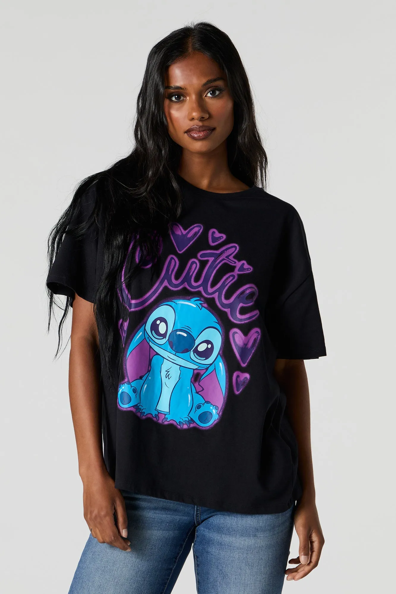 Cutie Stitch Graphic Boyfriend T-Shirt sold by Urban Planet