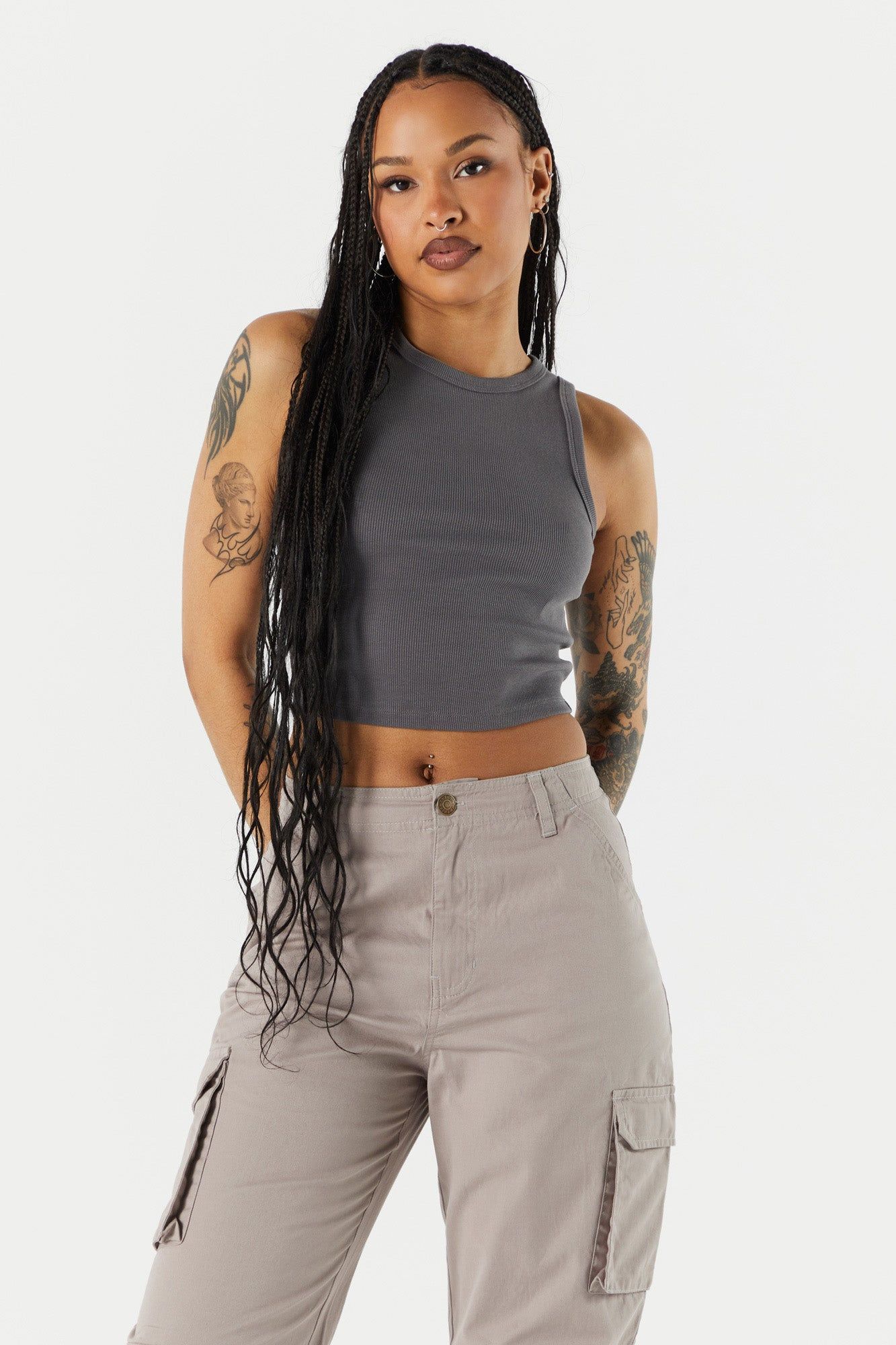 Everyday Ribbed High Neck Tank sold by Urban Planet product image thumbnail 4