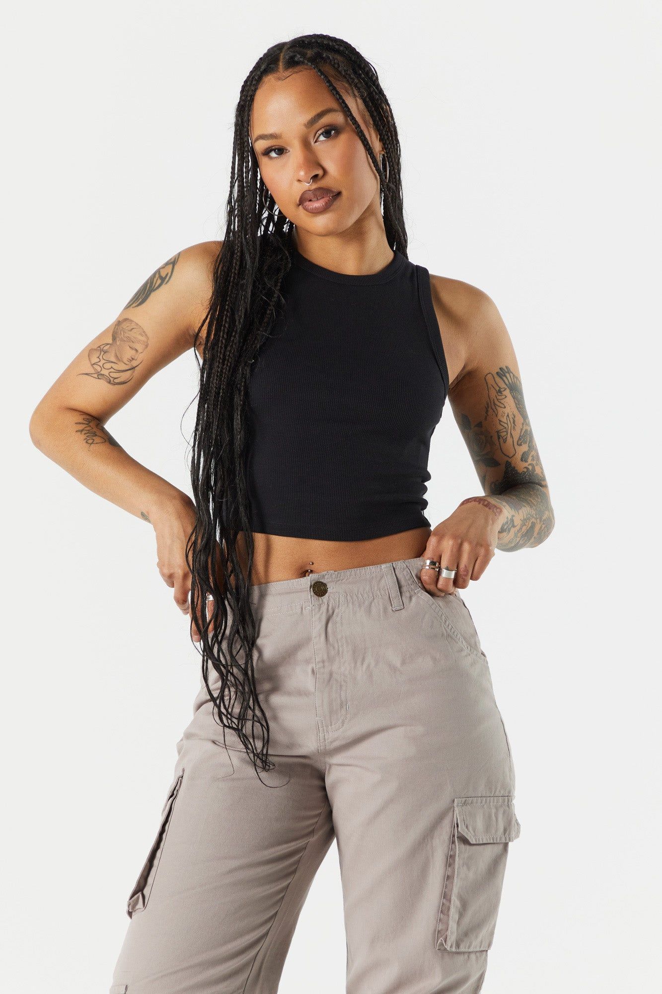 Everyday Ribbed High Neck Tank sold by Urban Planet