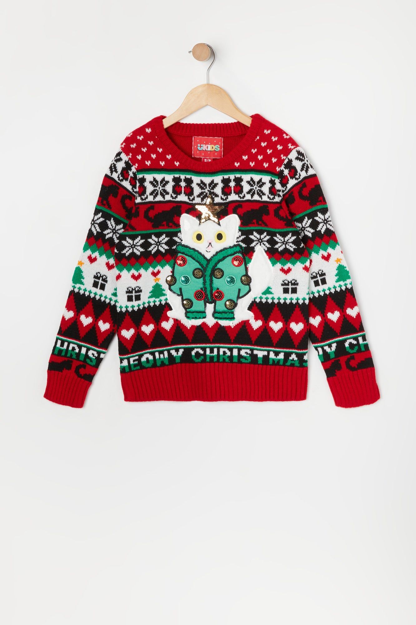 Girls Kitty Meowy Xmas Sweater sold by Urban Planet