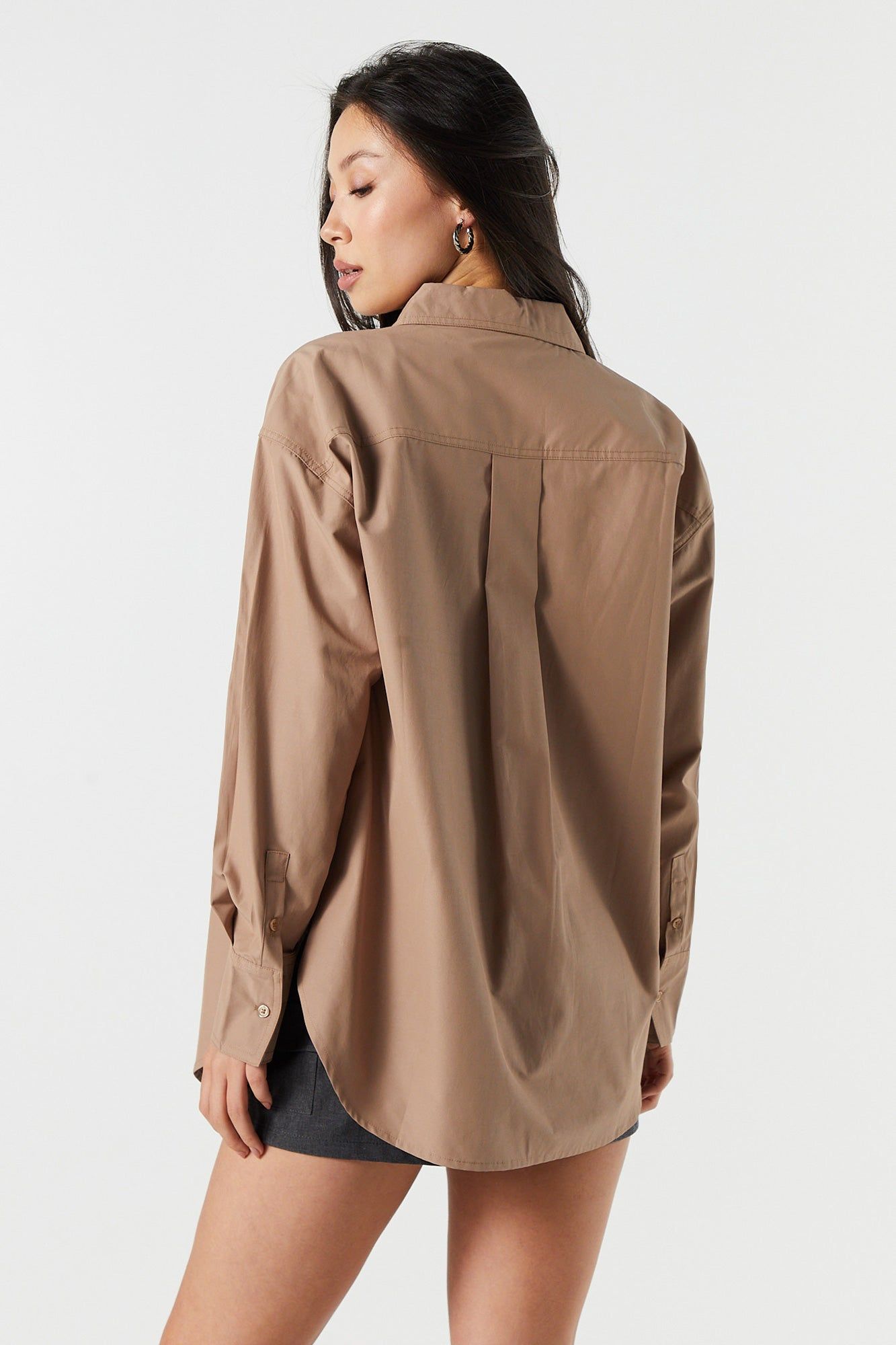 Oversized Poplin Collared Button-Up Top sold by Urban Planet product image thumbnail 2
