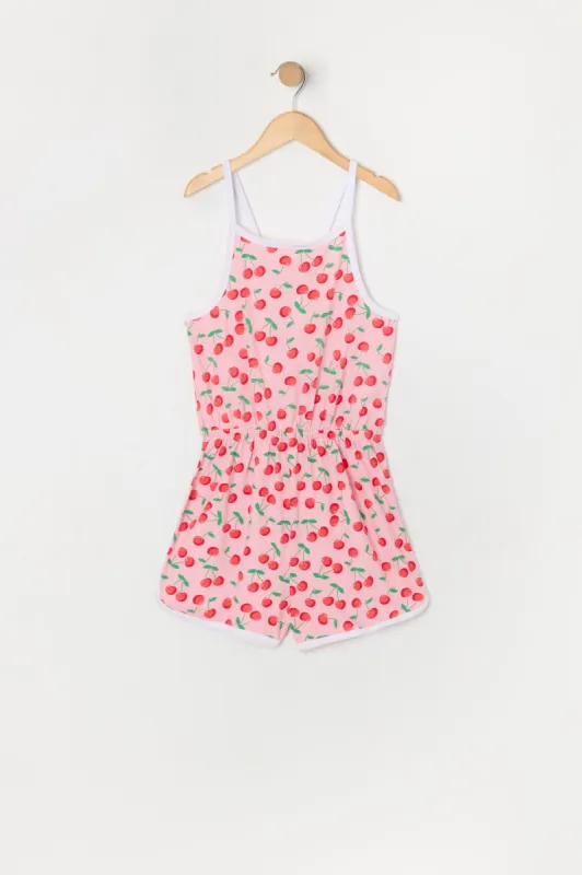 Girls Cherry Print Dolphin Hem Romper sold by Urban Planet
